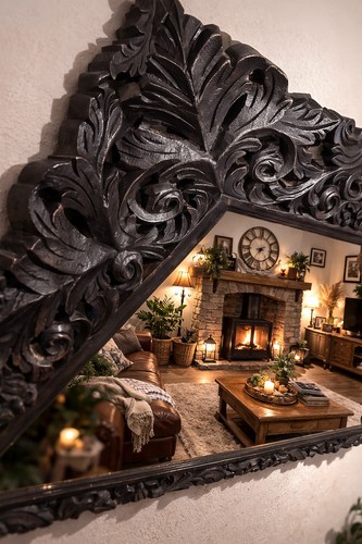 Large ornate hand carved dark - ornate,