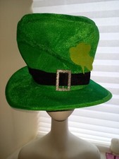 Leprechaun Derby Hat Green Pressed Felt Costume Hat W/ Shamrock Accent L/XL