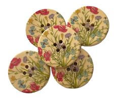 5 large round wooden  buttons