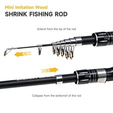 Compact Telescopic Sea Fishing Rod Carbon Fiber With Comfortable Wood Handle