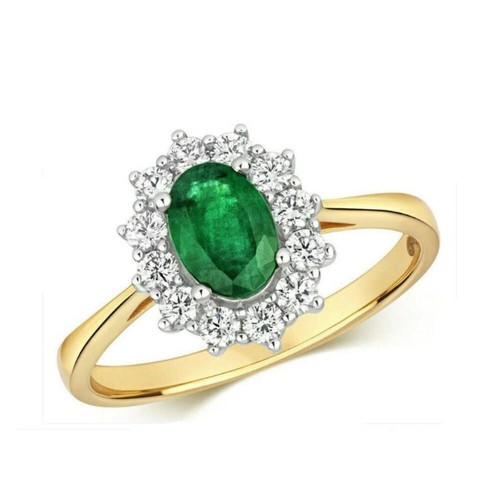 Real emerald and diamond ring - emerald,