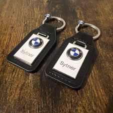 BMW GENUINE SYTNER KEYRING vintage rare bubble enamel metal leather x2