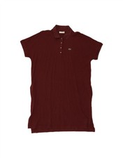 LACOSTE Womens Polo Dress UK 14 Medium Maroon Lyocell CC14