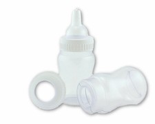 4.25 in Fillable Plastic Mini Baby Bottles White Cap 12 Pcs Shower Shower Favors