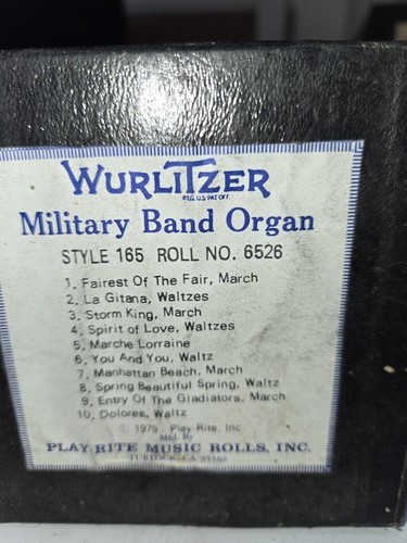 Wurlitzer 165 band organ roll - band,