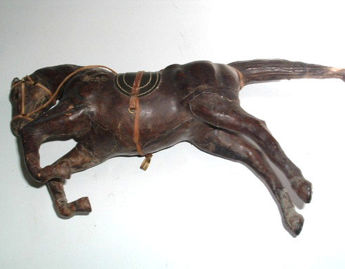 Vintage leather horse statue - leather,