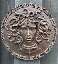 Bronze Effect Medusa Head Greek Mythology Garden Wall Plaque New & Boxed 19.5cm
