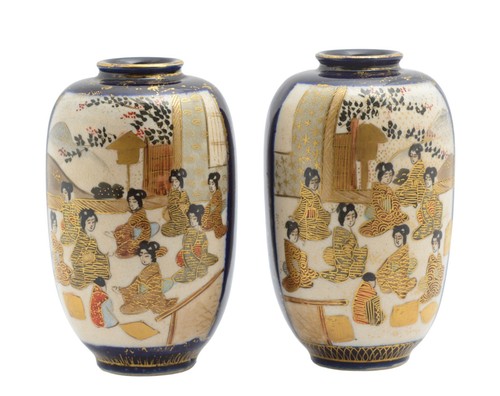 Pair antique japanese - antique, satsuma