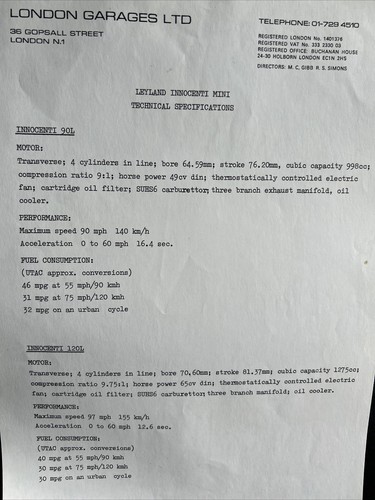 The leyland innocenti mini car - the,