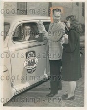 1946 West High School Driving Instructor w Training Car Cleveland Press Photo