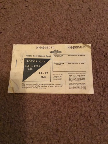Motor fuel ration book unused - motor,