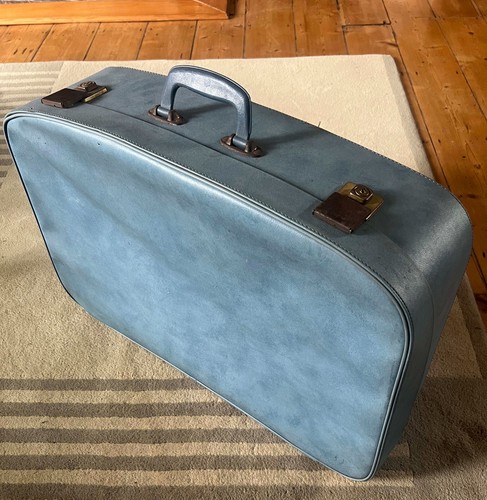 Vintage retro blue suitcase - vintage,