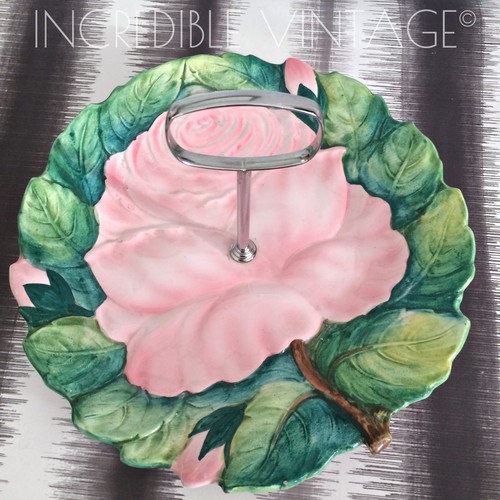 Vintage majolica cake stand - vintage,