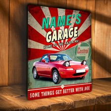 Personalised Mazda MX5 Garage Workshop Shed Vintage Metal Wall Sign Gift CS20