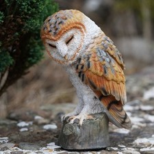 Barn Owl Resin Sculpture Home Garden British Wildlife Statue Outdoor Ornament