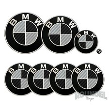 For BMW Badge Gloss Carbon Fibre Black & Silver All Models Decals Stickers Fiber