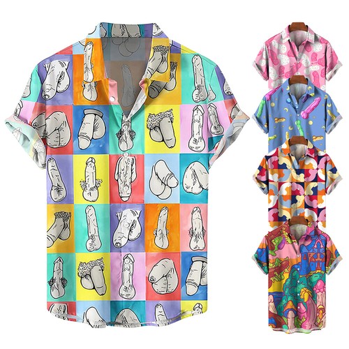 Mens novelty button shirt - button,