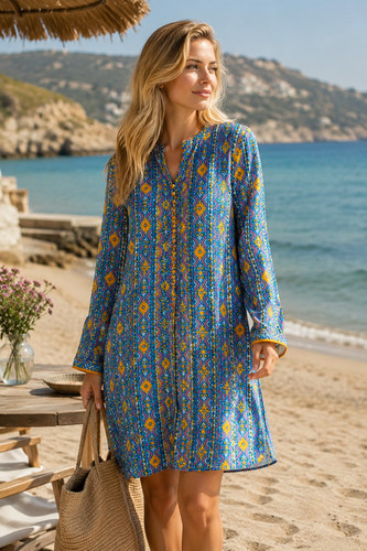 Kurta dress blue multi - kurta,