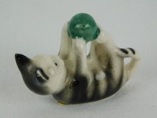 Vintage Goebel PORCELAIN CAT FIGURINE 1.5" Miniature Playing w/ Ball Germany