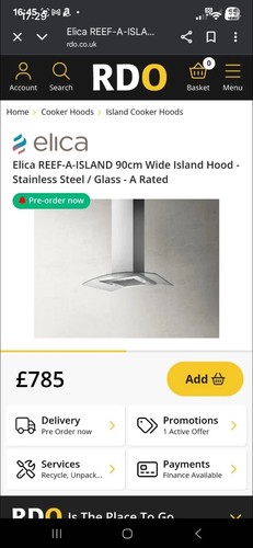 Elica reef island cooker - island,