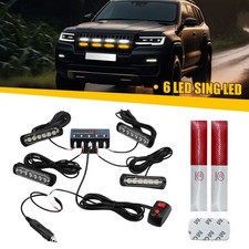 4x 6LED 12V 24V Amber Strobe Flashing Lights Recovery Lightbar Beacon Truck Van
