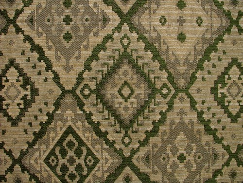 Green kilim chenille fabric - green,