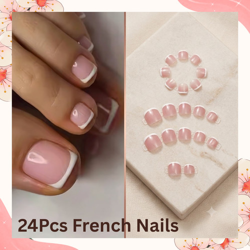 24pcs pink french tip - pink,