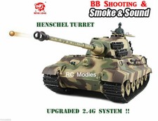 Radio Remote Control Heng Long King Tiger HENSCHEL Turret 2.4G BB & IR 7.0 V UK