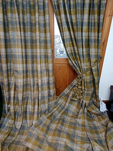 Huge wool tartan curtains - tartan, ea