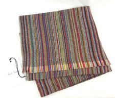 BNWT Paul Smith Herringbone Multi Stripe 100% Cashmere Scarf (RRP £200) (#8d)