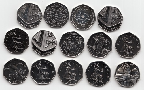 Fifty pence coins 50p 2000 - fifty,