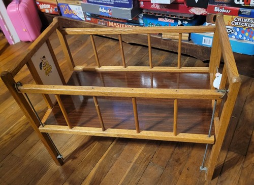 Vtg wooden nursery doll crib - doll,
