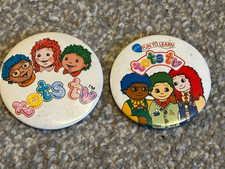 2 x 2" Vintage Tots Tv 1990s Children's TV Programme Badge  Tilly Tom Tiny