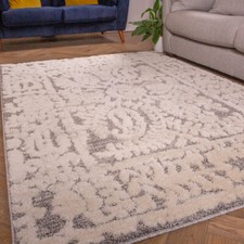 Grey Rugs Living Room Bedroom Boucle Textured Scandi Mat Hallway Runner Rugs