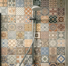 CUT SAMPLE ONLY Porcelain Moroccan Pattern Feature Floor & Wall Patchwork Tiles 