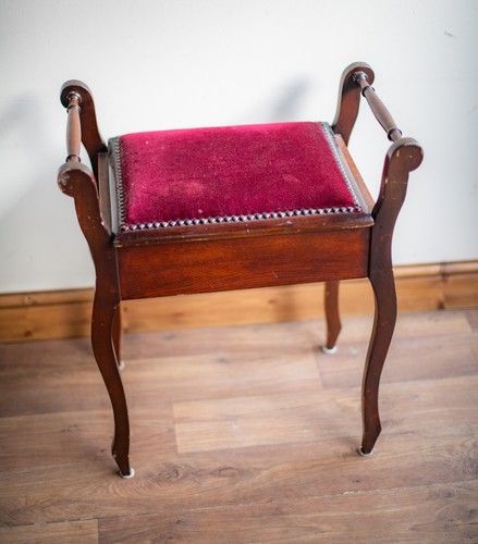 Antique piano stool with - antique,