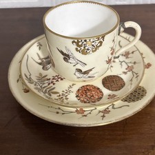 Stunning Antique Minton Aesthetic Movement Trio With Staple Repair