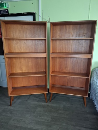 Pair mid century teak - mid, g
