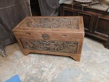Stripped Chinese Style Camphor Wood Blanket Box.