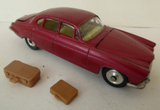 Corgi Toys 238 Jaguar Mark X 10 Saloon Car Pink w 2 Suitcases 1960s VG Original