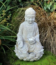 Sitting Buddha Garden Ornament Stone Zen Effect Outdoor Indoor Statue Thai xmas