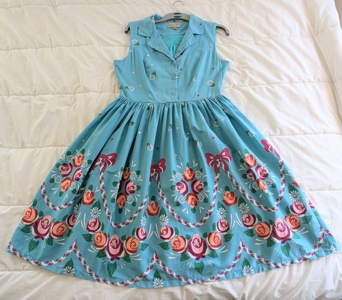 Blue floral summer cotton - floral,