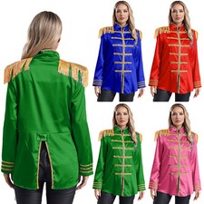 Women Military Drummer Parade Jacket Marching Band Uniform Coat Hippy Costume