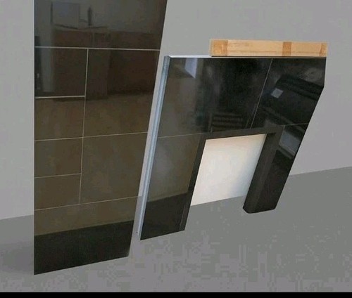 Polished black granite - polished, hearth