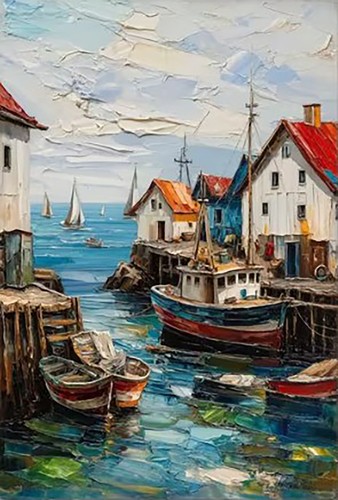 Fishing village seascape - fishing,