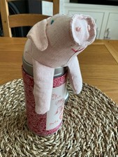 Maileg Danish Retired Cotton Cloth Small Pink Pig With Tag in Metal Tube - New