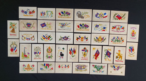Ww1 silk postcards x37 single - postcards,