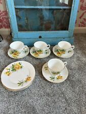 Pretty Royal Stafford Vintage Bone China Yellow Roses 12 Piece Tea Set Cup Plate