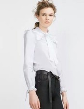 zara white frill pussybow