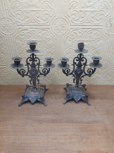 Pair antique ornate brass - pair,